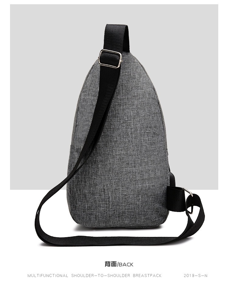 Cross-Border Small Chest Bag Fashion Oxford Cloth Crossbody Shoulder Bag USB Earphone Hole Large Capacity Men's Chest Bag