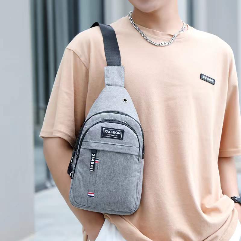 Cross-Border Small Chest Bag Fashion Oxford Cloth Crossbody Shoulder Bag USB Earphone Hole Large Capacity Men's Chest Bag