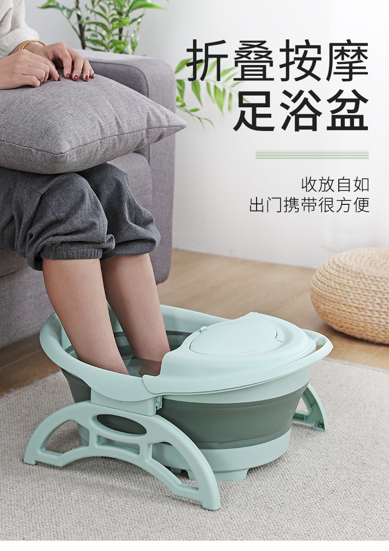 Folding Foot Bath Bucket Portable High-Depth Bucket over the Knee Foot Tub Household Foot Barrel Wash Foot Basin Plastic Foot Basin