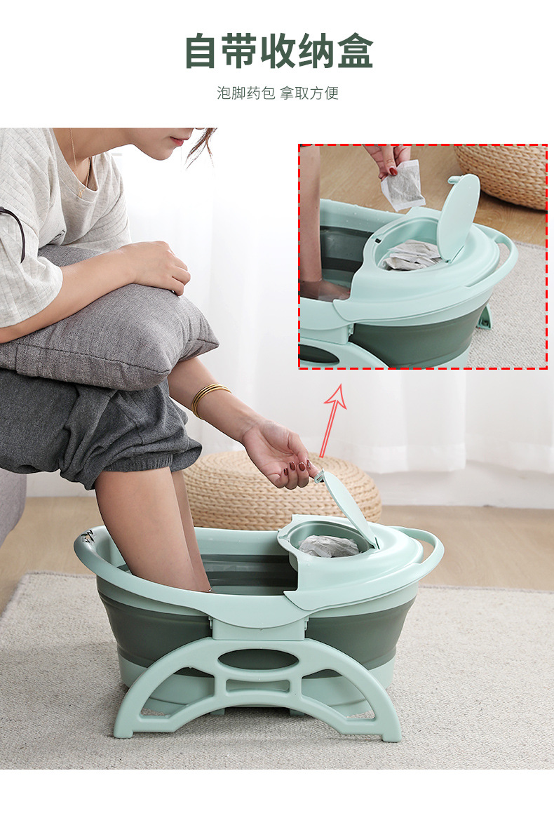 Folding Foot Bath Bucket Portable High-Depth Bucket over the Knee Foot Tub Household Foot Barrel Wash Foot Basin Plastic Foot Basin