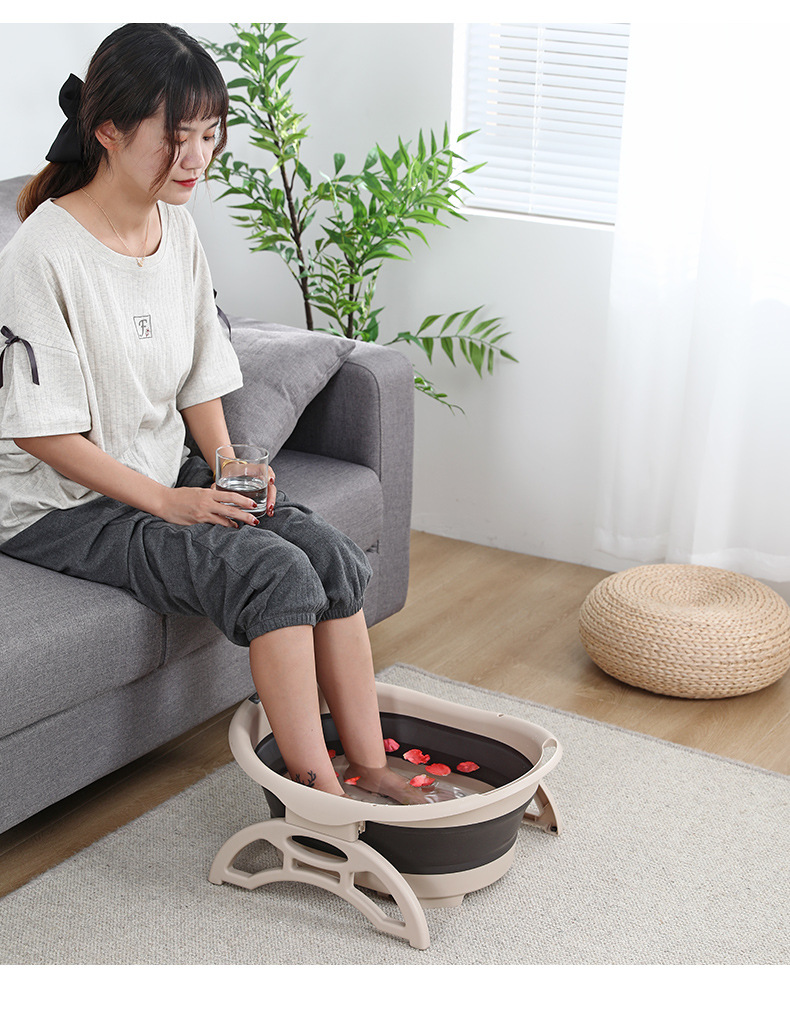 Folding Foot Bath Bucket Portable High-Depth Bucket over the Knee Foot Tub Household Foot Barrel Wash Foot Basin Plastic Foot Basin