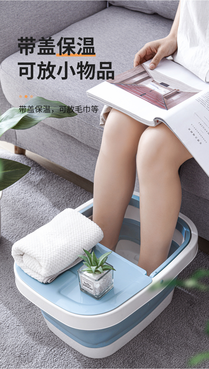 New Folding Foot Bath Barrel Plastic Foot Tub Thickened Foot Barrel Basin Massage Feet Bathing Tub Household Adult Feet-Washing Basin