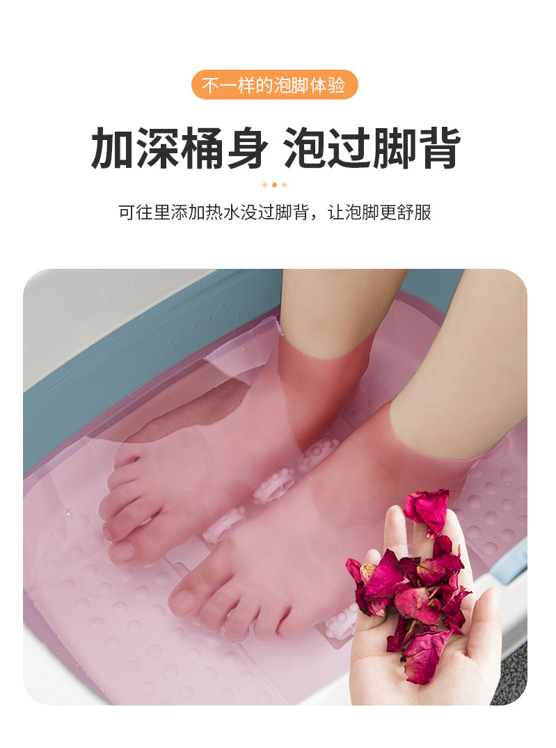 New Folding Foot Bath Barrel Plastic Foot Tub Thickened Foot Barrel Basin Massage Feet Bathing Tub Household Adult Feet-Washing Basin