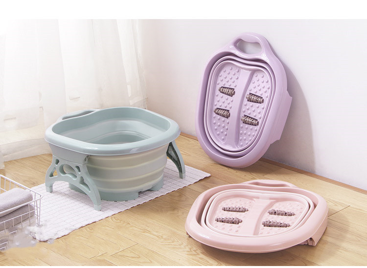 New Roller Folding Foot Tub Portable Foot Bath Barrel Wash Foot Basin Home Travel Feet-Washing Basin Factory Direct Sales