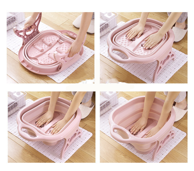 New Roller Folding Foot Tub Portable Foot Bath Barrel Wash Foot Basin Home Travel Feet-Washing Basin Factory Direct Sales