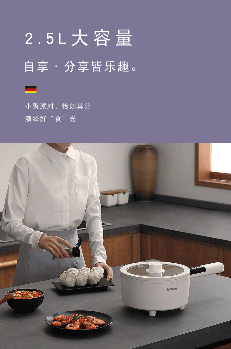 Germany Ankale Electric Chafing Dish Dormitory Students 2.5L Mini Small Electric Pot Smart Home Multi-Functional Electric Cooker Germany Ankale Electric Chafing Dish Dormitory Students 2.5L Mini Small Electric Pot Smart Home Multi-Functional Electric Cooker