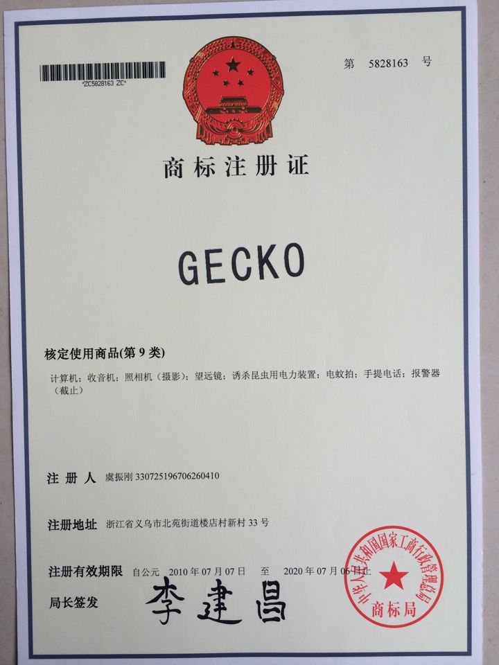 Factory Direct Sales GECKO-LTD-169 Super High Quality with LED Lighting Lamp Rechargeable Electric Mosquito Swatter 22x54cm