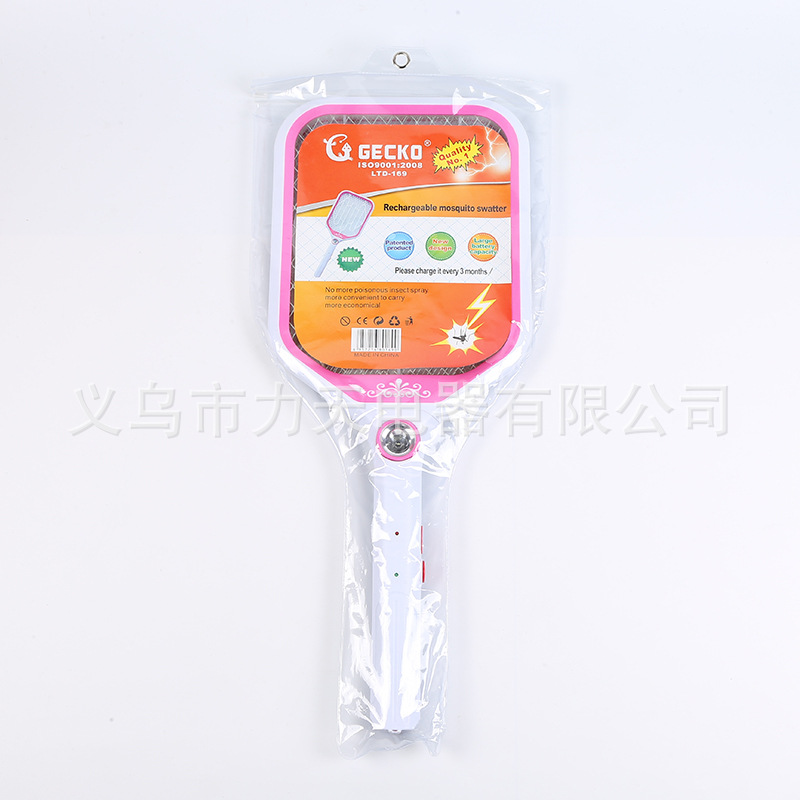 Factory Direct Sales GECKO-LTD-169 Super High Quality with LED Lighting Lamp Rechargeable Electric Mosquito Swatter 22x54cm