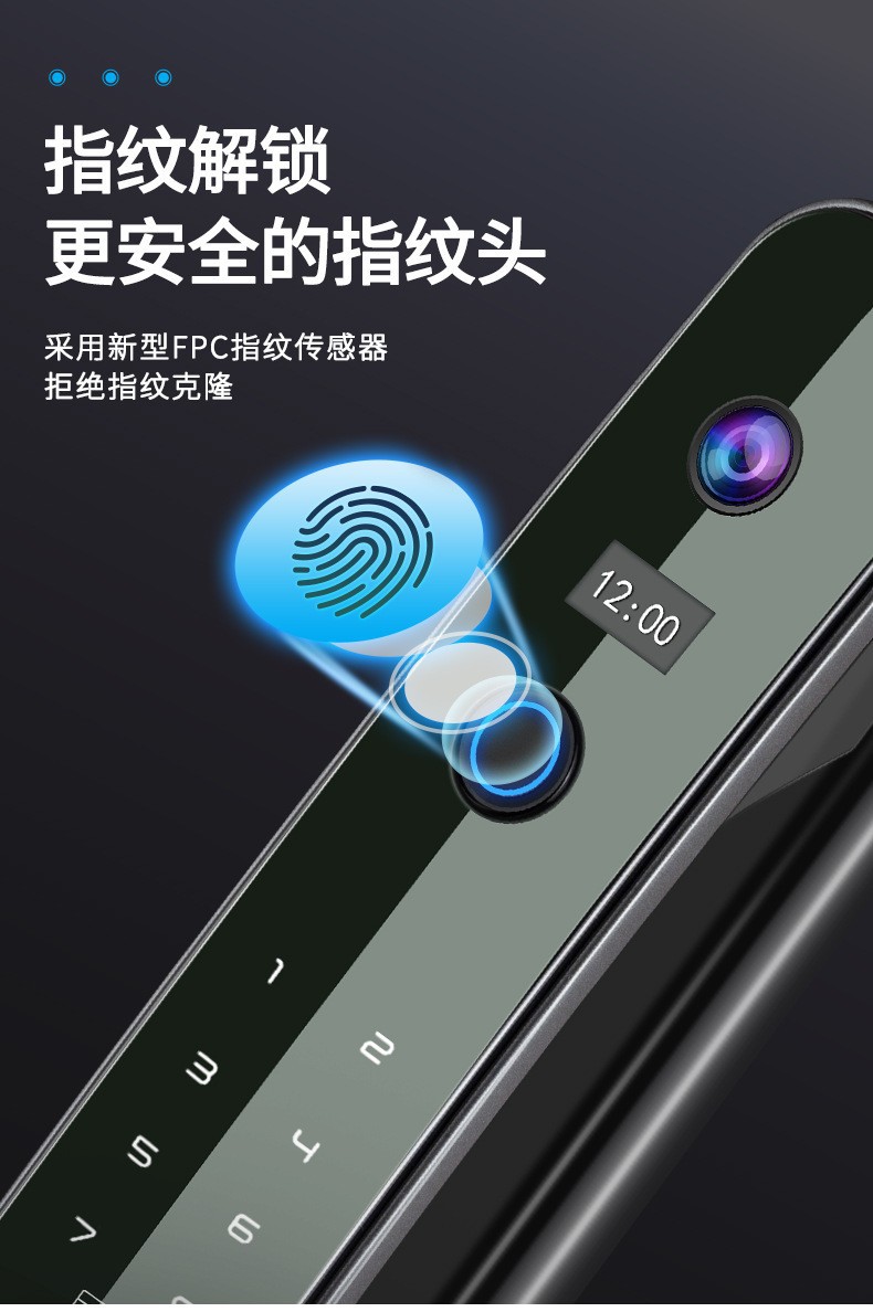 3D Face Recognition Smart Lock Home Anti-Theft Door Lock Automatic Peephole Viewer Electronic Password Smart Fingerprint Lock