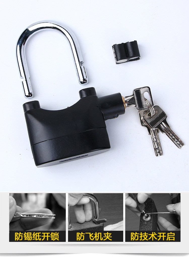 70MM aluminum alloy hanging alarm lock black door and window padlock bicycle motorcycle anti-theft lock warehouse alarm lock 70MM aluminum alloy hanging alarm lock black door and window padlock bicycle motorcycle anti-theft lock warehouse alarm lock