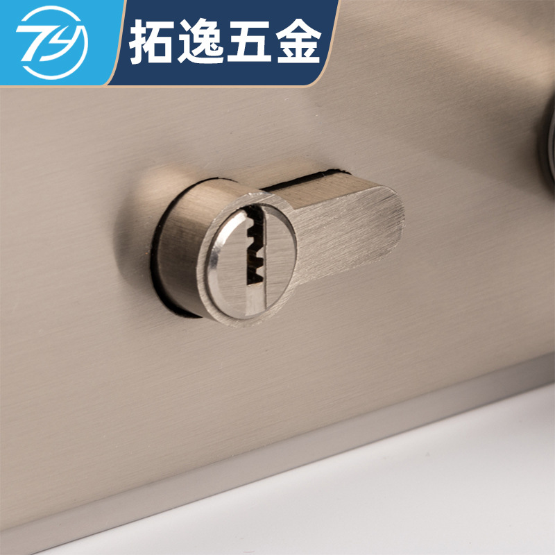 Factory Supply All Aluminum Alloy Flat Mouth Glass Door Lock Horizontal Glass Partition Door Lock Brushed Silver Handle Lock