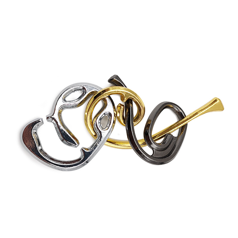 Burr Puzzle Brainy Magic Puzzle Gold Adult Puzzle High IQ Children Chinese String Puzzle Educational Toys Magic Lock Needle