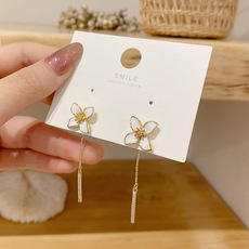Japanese and Korean Style Creative and Slightly Luxury Asymmetric Earrings Female Five-Pointed Star Lock Head Zircon Earrings Versatile High Sense Ear Rings