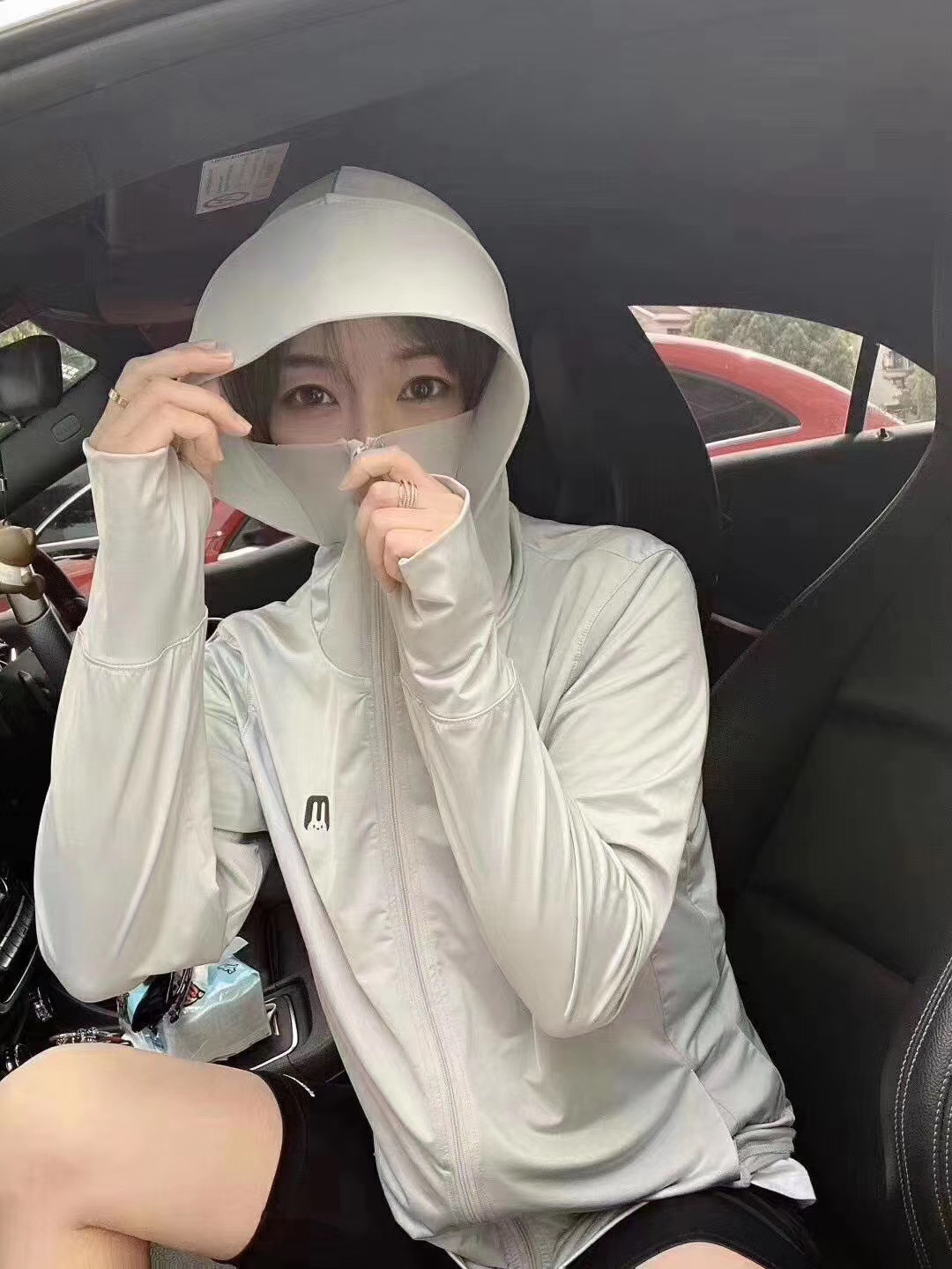 New Summer Ice Silk Breathable Sun Protection Clothing with Finger Lock Couple Outdoor Riding Fashion Sun-Proof Hooded Sun Protection Clothing