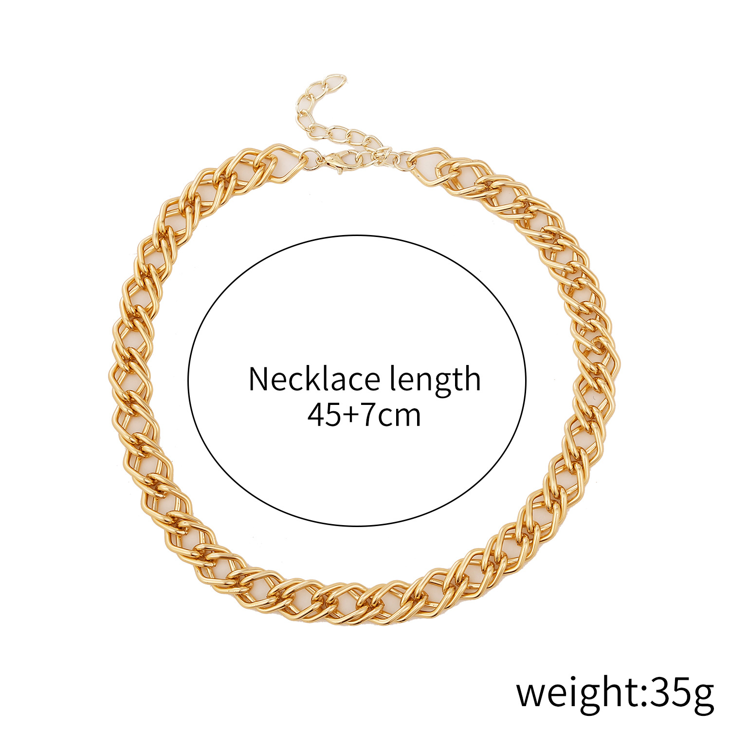 Fashion Simple Gold and Silver Two-Color Aluminum Chain Lock Retro Trendy Exaggerated Cross-Border Ins Necklace European and American Jewelry
