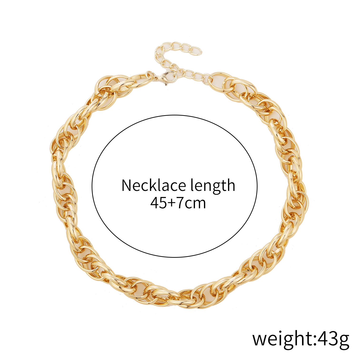 Fashion Simple Gold and Silver Two-Color Aluminum Chain Lock Retro Trendy Exaggerated Cross-Border Ins Necklace European and American Jewelry
