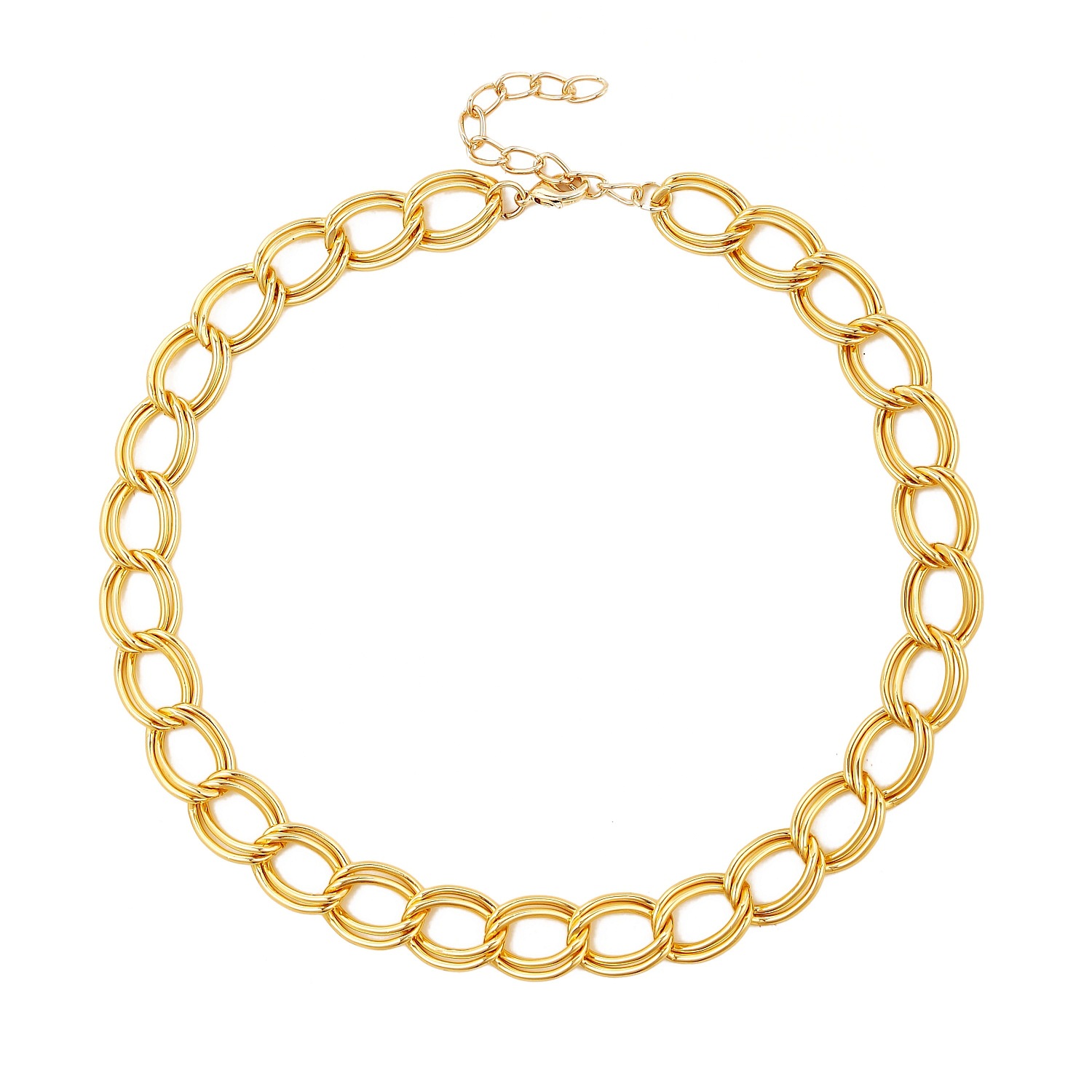 Fashion Simple Gold and Silver Two-Color Aluminum Chain Lock Retro Trendy Exaggerated Cross-Border Ins Necklace European and American Jewelry
