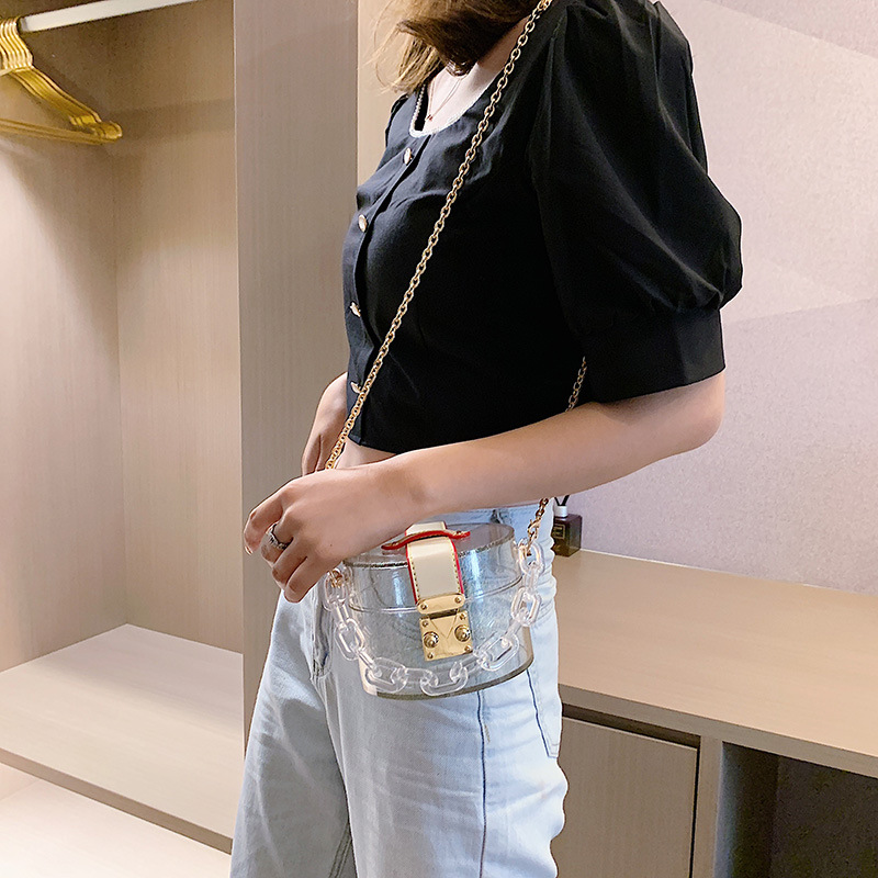 Foreign Trade Popular Style Fashion Twist Lock Acrylic Plastic Box Bag One-Piece Delivery Wholesale Customized Dinner Bag Jewelry Box