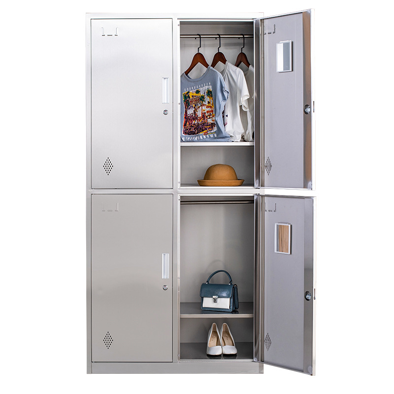304 Stainless Steel Wardrobe Staff Multi-Door Dormitory Simple Locker Bathroom with Lock Staff Dormitory Wardrobe