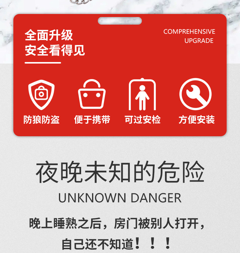 Portable Door K New Door Stopper Dual-Purpose Portable Door Lock Applicable to Travel Hotels and Hotels
