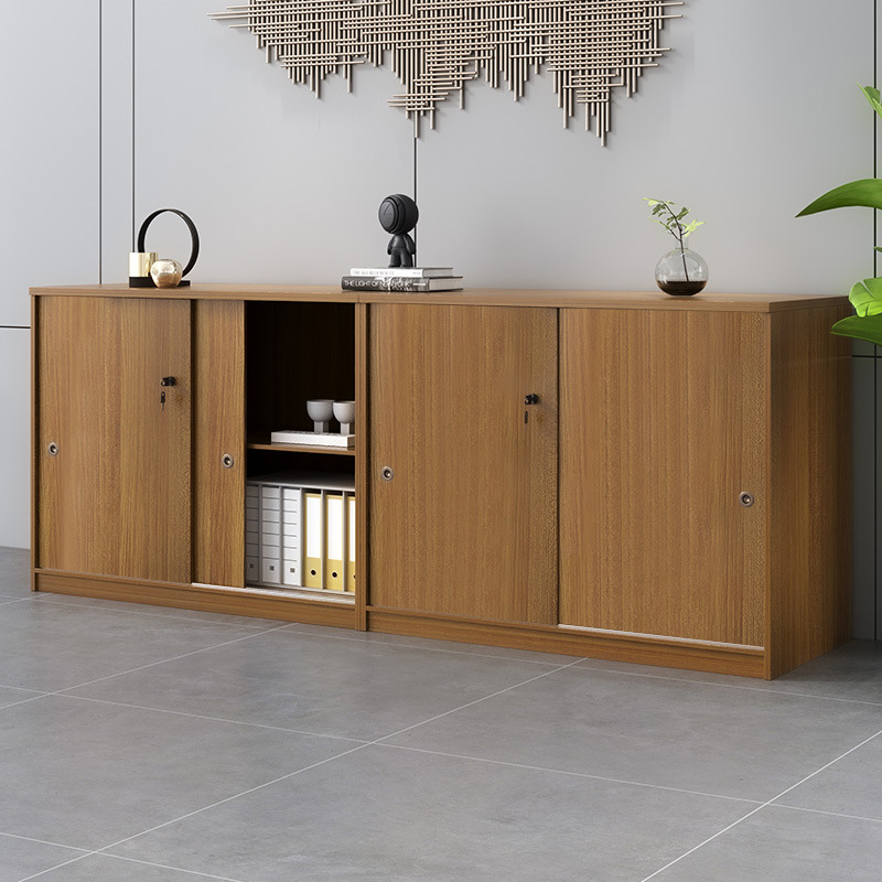 File Cabinet Low Cabinet Wooden Material Office Storage Floor with Lock Storage Sliding Door Wall Partition Office Cabinet