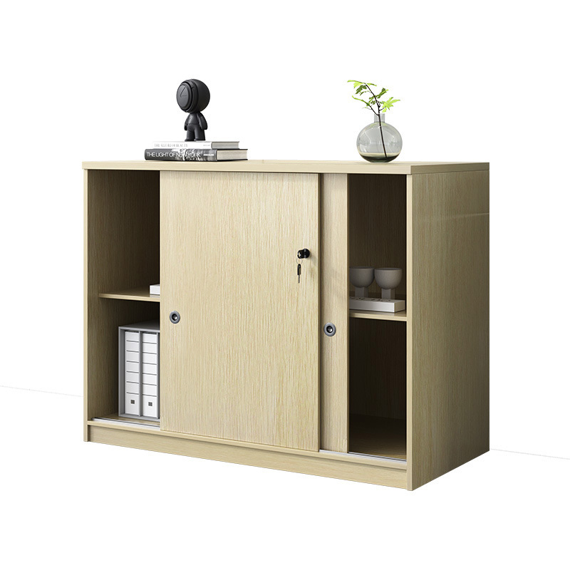 File Cabinet Low Cabinet Wooden Material Office Storage Floor with Lock Storage Sliding Door Wall Partition Office Cabinet