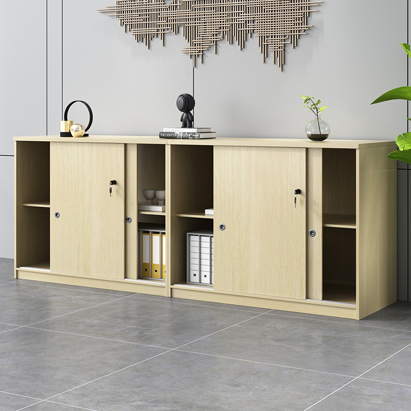 File Cabinet Low Cabinet Wooden Material Office Storage Floor with Lock Storage Sliding Door Wall Partition Office Cabinet