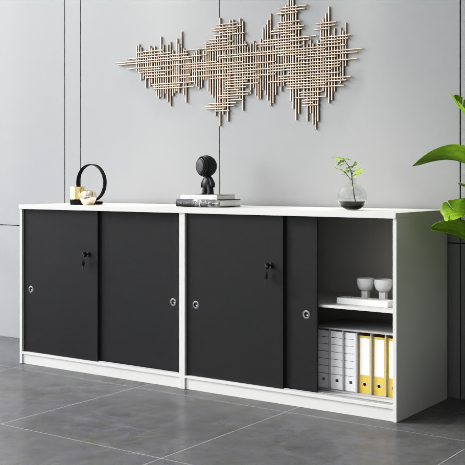 File Cabinet Low Cabinet Wooden Material Office Storage Floor with Lock Storage Sliding Door Wall Partition Office Cabinet