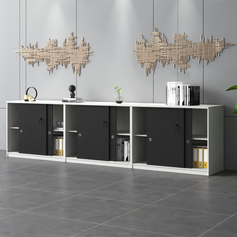 File Cabinet Low Cabinet Wooden Material Office Storage Floor with Lock Storage Sliding Door Wall Partition Office Cabinet