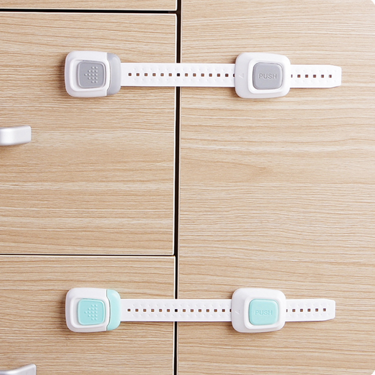 Multi-function double button baby door lock Refrigerator child Safety protection drawer lock