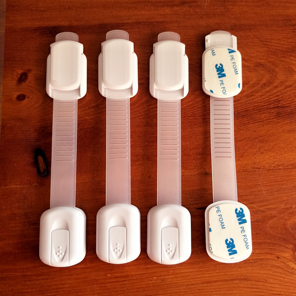 T19 Baby Chest of Drawer Door Safety Lock Japanese-Style Adjustable White Long Lock Infant and Child Safety Supplies