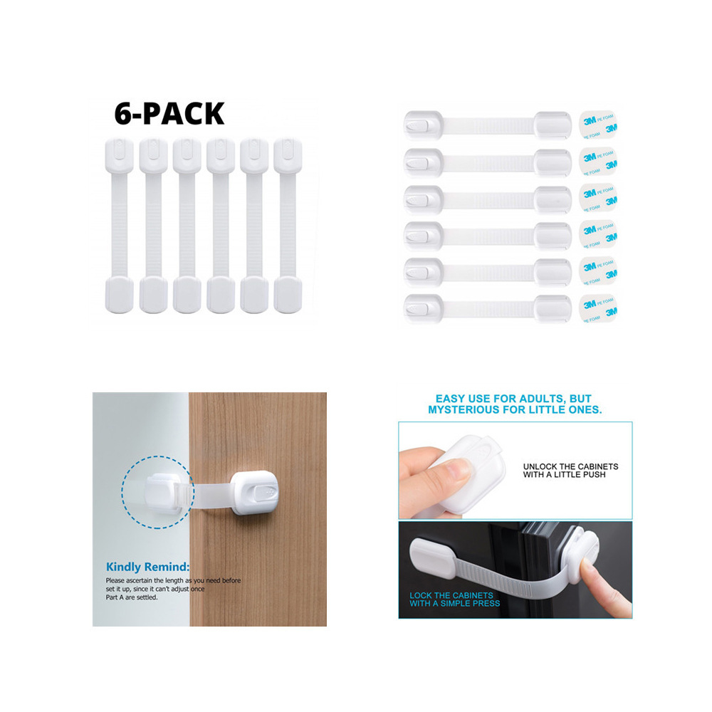 T19 Baby Chest of Drawer Door Safety Lock Japanese-Style Adjustable White Long Lock Infant and Child Safety Supplies
