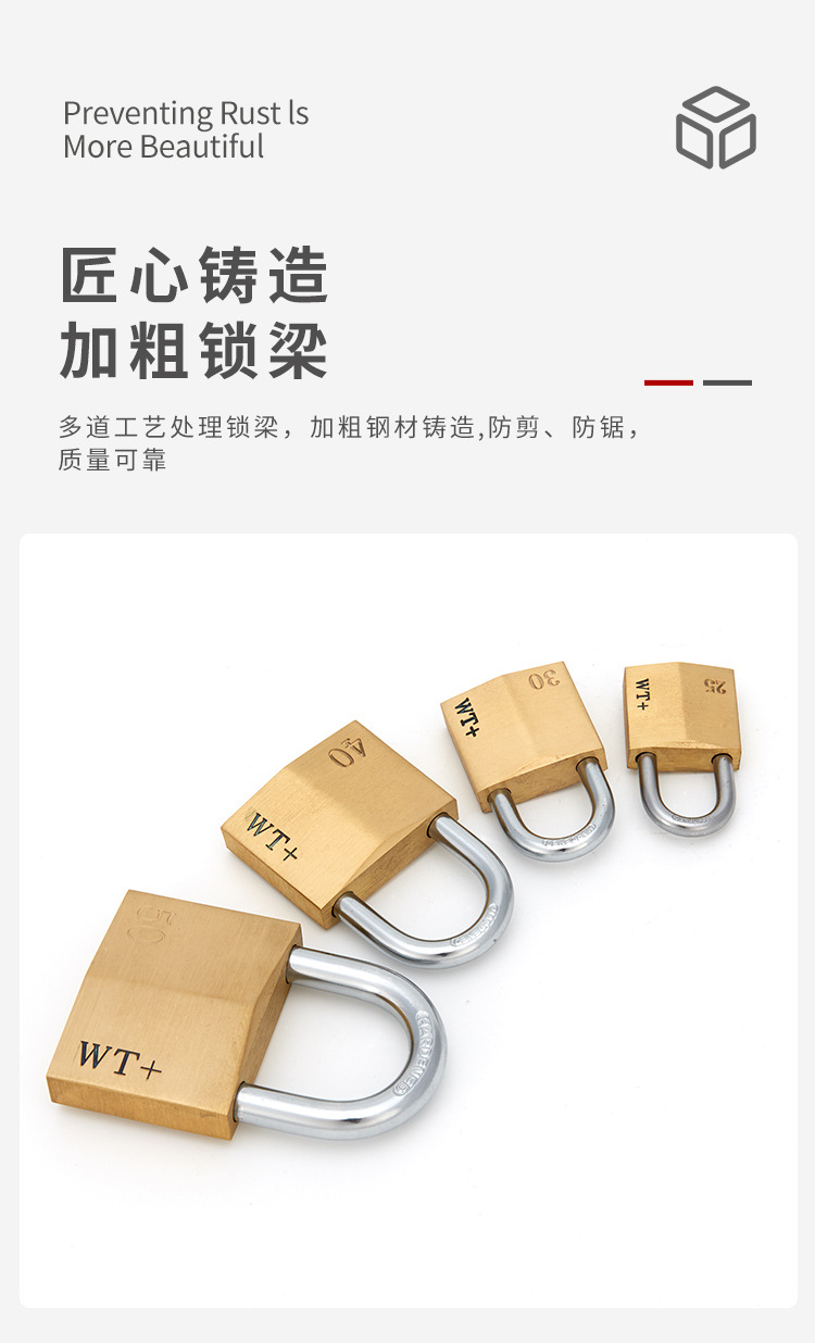 Lock Padlock Copper Lock Door Lock Outdoor Lock Anti-Rust Lock High-End Lock Diamond Lock Copper Diamond Lock