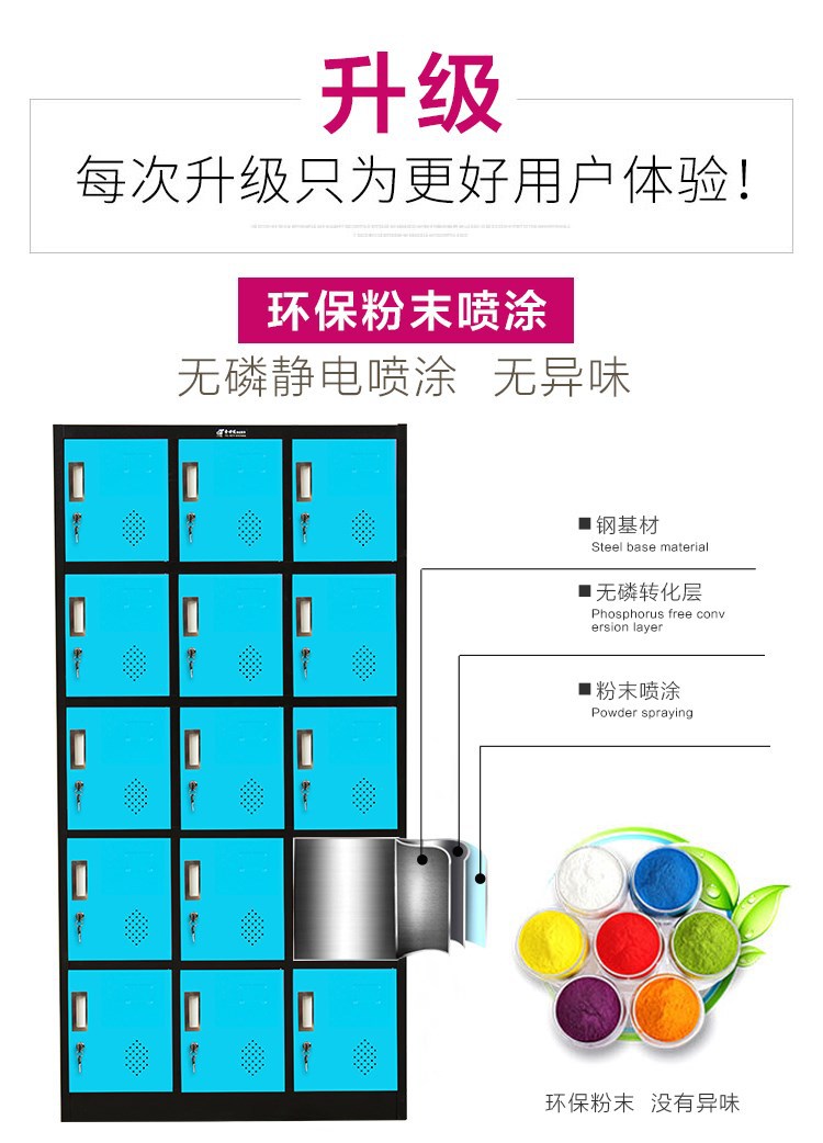Oumeite Color Wardrobe Thickened Staff Locker Multi-Door Cupboard Shoe Cabinet with Lock Store Cabinet Storage Cabinet