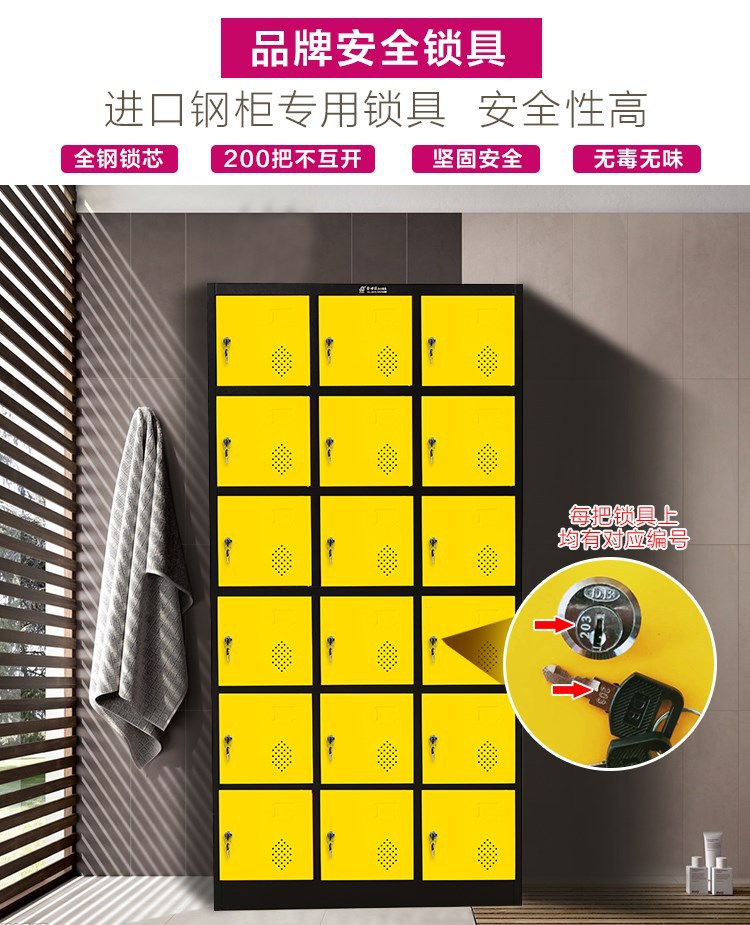 Oumeite Color Wardrobe Thickened Staff Locker Multi-Door Cupboard Shoe Cabinet with Lock Store Cabinet Storage Cabinet