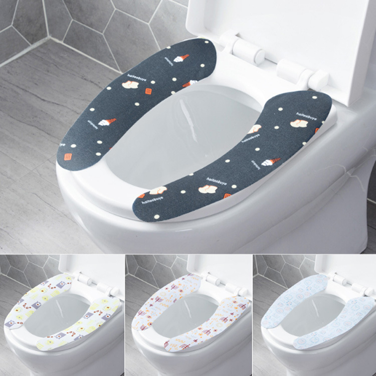 Printing Static Electricity Toilet Mat Household Happy Day Four Seasons Washable Closestool Cushion Isolated Cold Toilet Seat Cover