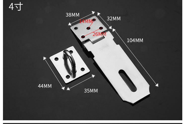  Thickened Stainless Steel Lock Hasp Padlock Theft Proof Door Lock Old-Fashioned Suspension Clasp Door and Window