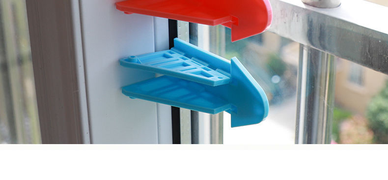 Bathroom Sliding Door Shackle Glass Wardrobe Sliding Door Holder Buckle Sliding Door Lock Anti-Open Window Children's Safety