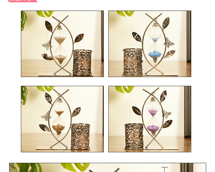 Iron art metal leaves flower rattan hourglass penholder decorated creative home small gifts colorful quicksand pen deco Iron art metal leaves flower rattan hourglass penholder decorated creative home small gifts colorful quicksand pen deco