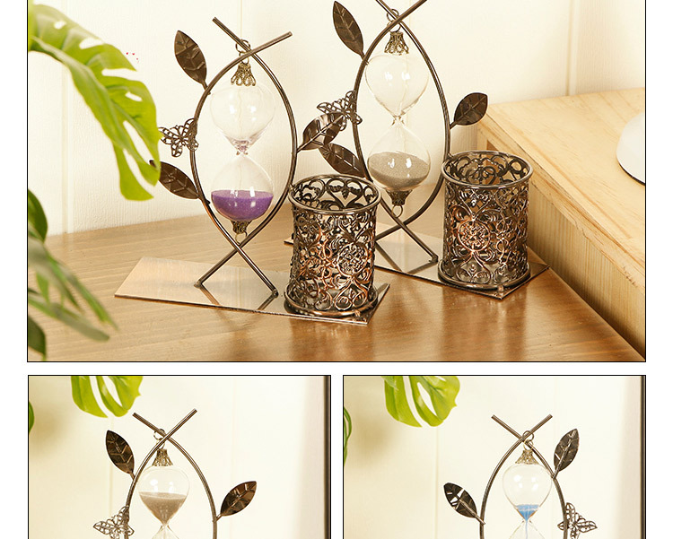Iron art metal leaves flower rattan hourglass penholder decorated creative home small gifts colorful quicksand pen deco Iron art metal leaves flower rattan hourglass penholder decorated creative home small gifts colorful quicksand pen deco