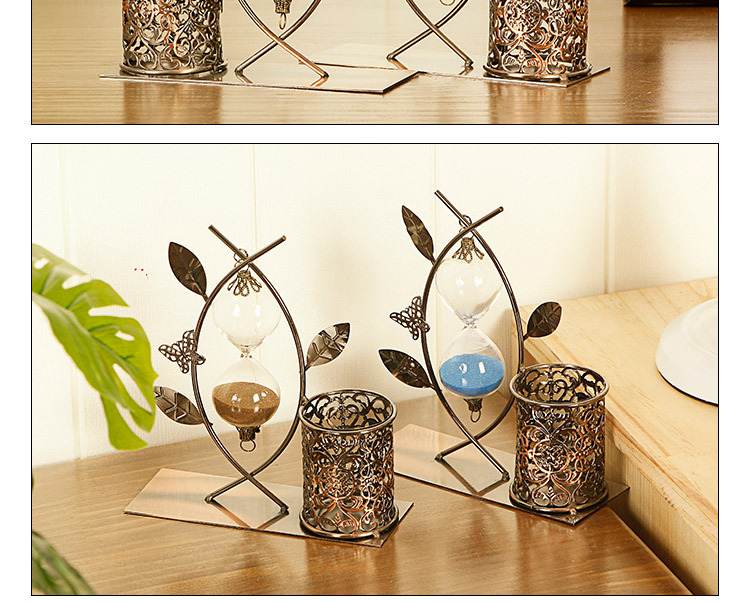 Iron art metal leaves flower rattan hourglass penholder decorated creative home small gifts colorful quicksand pen deco Iron art metal leaves flower rattan hourglass penholder decorated creative home small gifts colorful quicksand pen deco