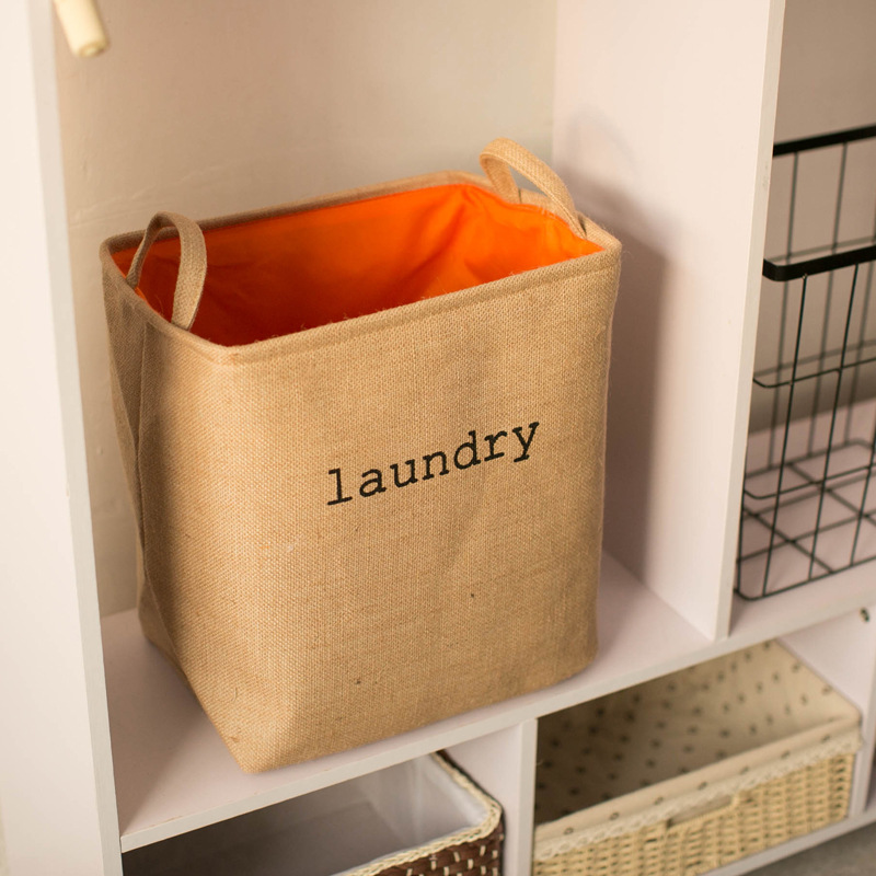 Sundries Storage Simple Thickened Linen-like Fabric Toy Sundries Basket Dirty Laundry Storage Basket Laundry Baskets Foldable Bag