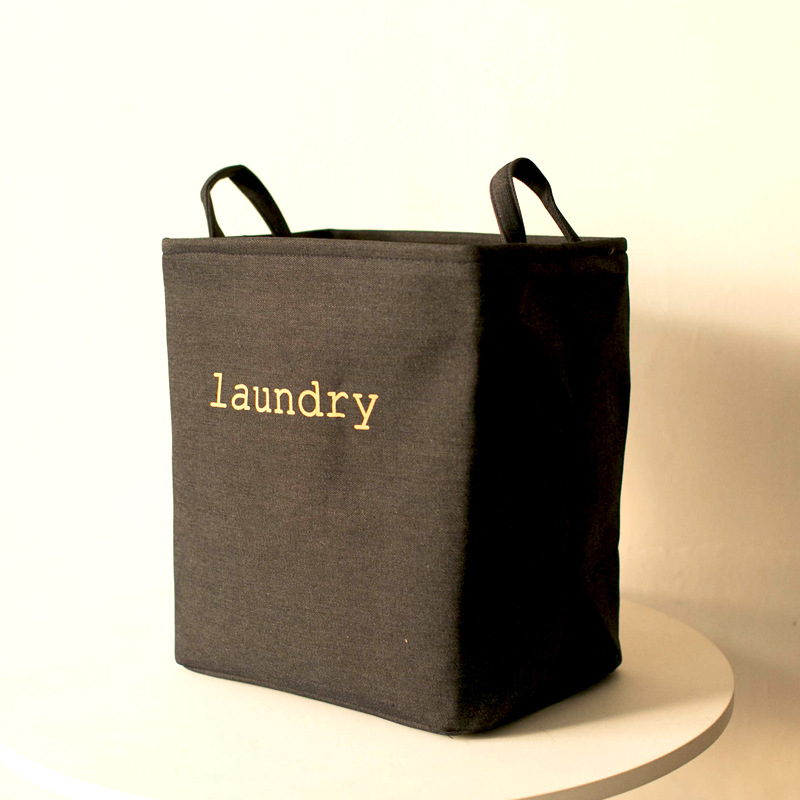 Sundries Storage Simple Thickened Linen-like Fabric Toy Sundries Basket Dirty Laundry Storage Basket Laundry Baskets Foldable Bag