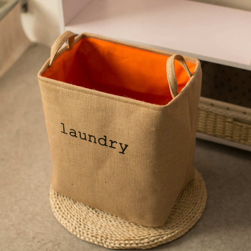 Sundries Storage Simple Thickened Linen-like Fabric Toy Sundries Basket Dirty Laundry Storage Basket Laundry Baskets Foldable Bag