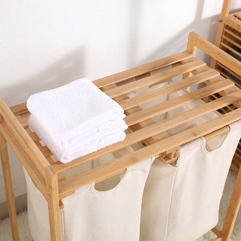 Factory Direct Supply Bamboo Laundry Storage Baskets Basketball Hoop Household Foldable Hotel Bathroom Multi-Functional Storage Rack