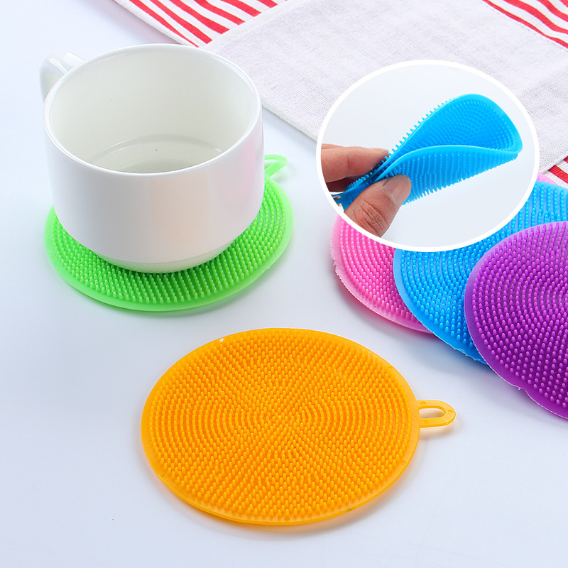 Manufacturer Multi-Functional Silicon Dishwashing Brush Kitchen Oilproof Silicone Rag Scouring Pad Washing Pot Decontamination Brush T