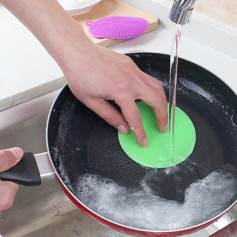 Manufacturer Multi-Functional Silicon Dishwashing Brush Kitchen Oilproof Silicone Rag Scouring Pad Washing Pot Decontamination Brush T