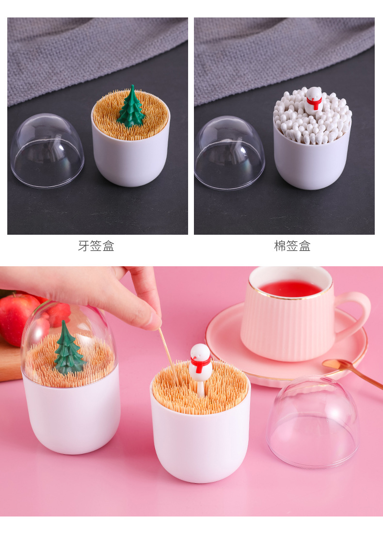 Creative Christmas combination cotton swab box, snowman toothpick box, dust swab box with cover Creative Christmas combination cotton swab box, snowman toothpick box, dust swab box with cover