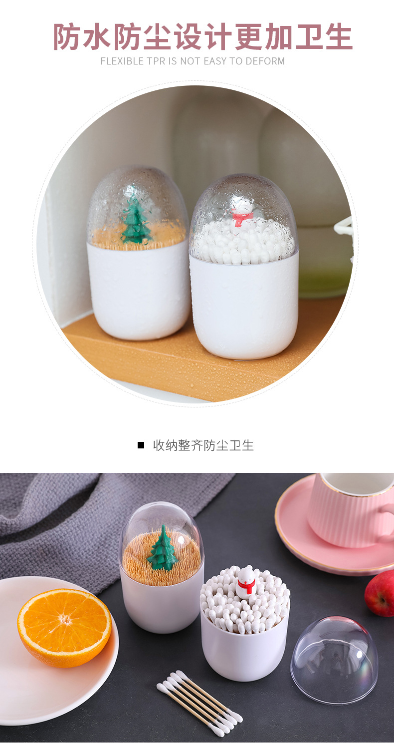 Creative Christmas combination cotton swab box, snowman toothpick box, dust swab box with cover Creative Christmas combination cotton swab box, snowman toothpick box, dust swab box with cover