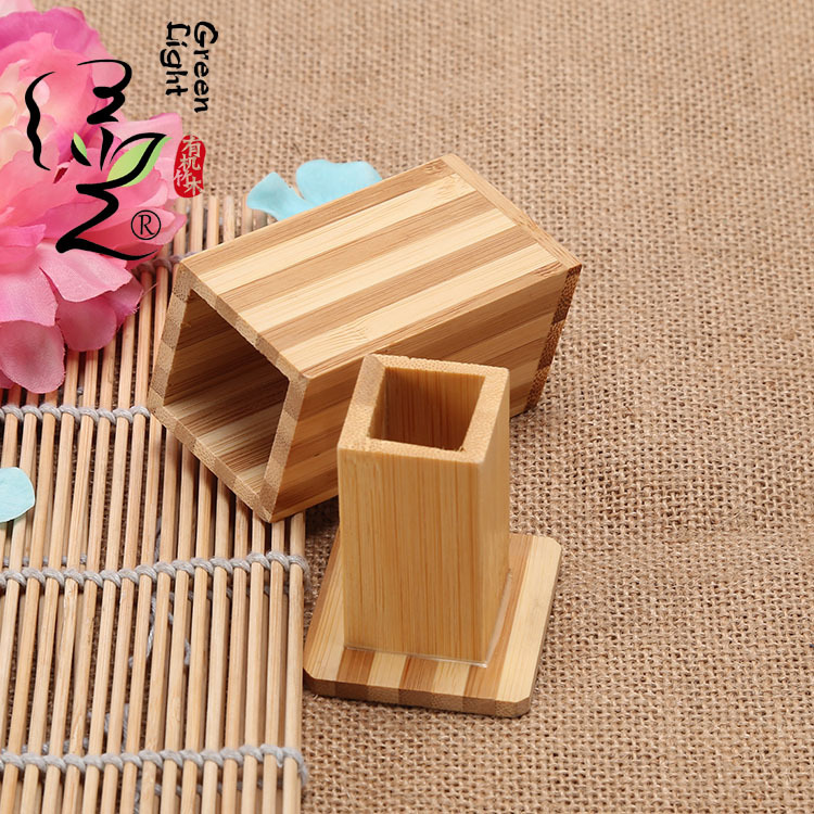 Green Factory Direct Sales Toothpick Holder Bamboo Toothpick Box Square Carbonized Green Bamboo Toothpick Box with Lid